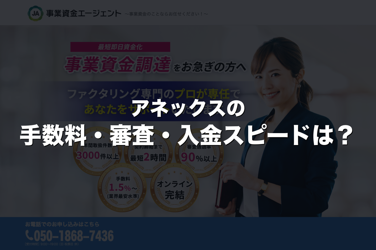 アネックスの手数料・審査・入金スピードは？