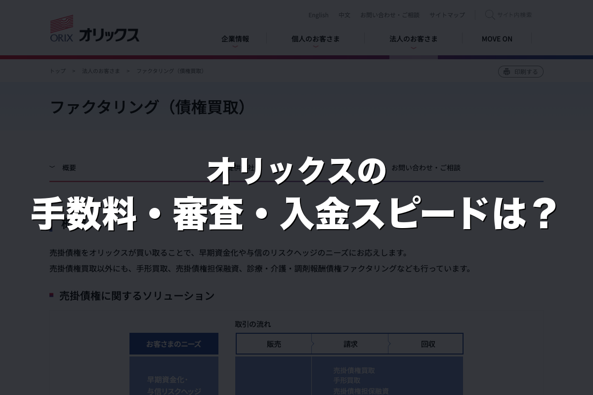 オリックスの手数料・審査・入金スピードは？
