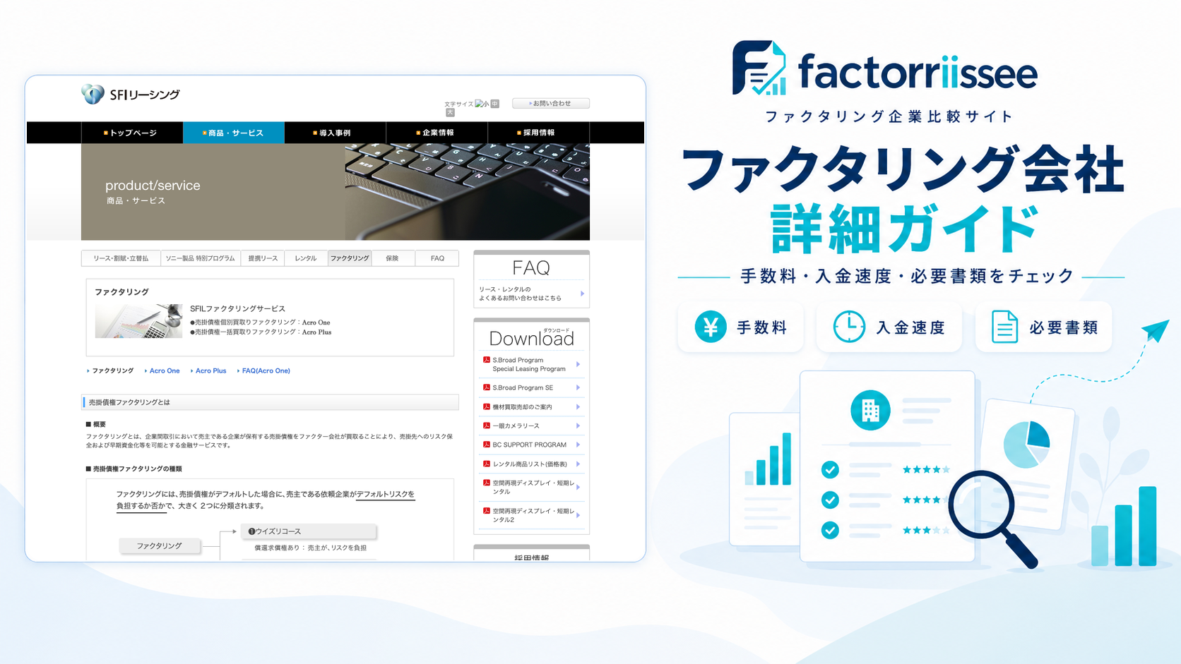 SFIリーシングの手数料・入金スピード・必要書類（ファクタリング比較）